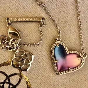 Kendra Scott Ari Heart Silver Pendant Necklace In Watercolor Illusion